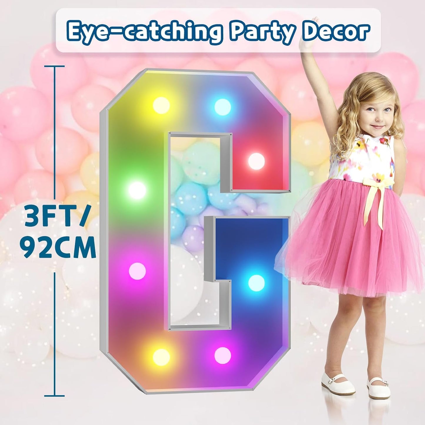 imprsv 3FT Colorful Marquee Light Up Letters G, 18 Colors Large Light up Letters Alphabet Sign with Remote, Big Marry Me Sign, Birthday Party Decorations Baby Shower Anniversary Wedding Decoration