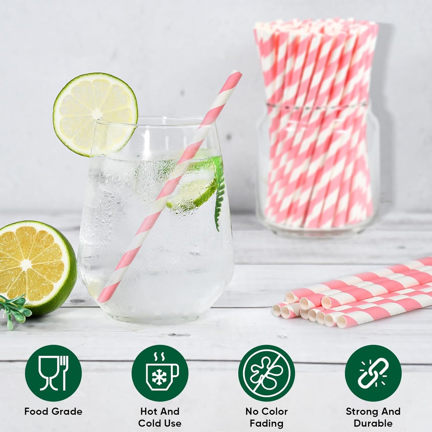 5.75 inch Short Pink Paper Straws 500 Counts, for Cocktail, Mixed Drinks, Cake Pops, Bars, Restaurants - Disposable, Compostable