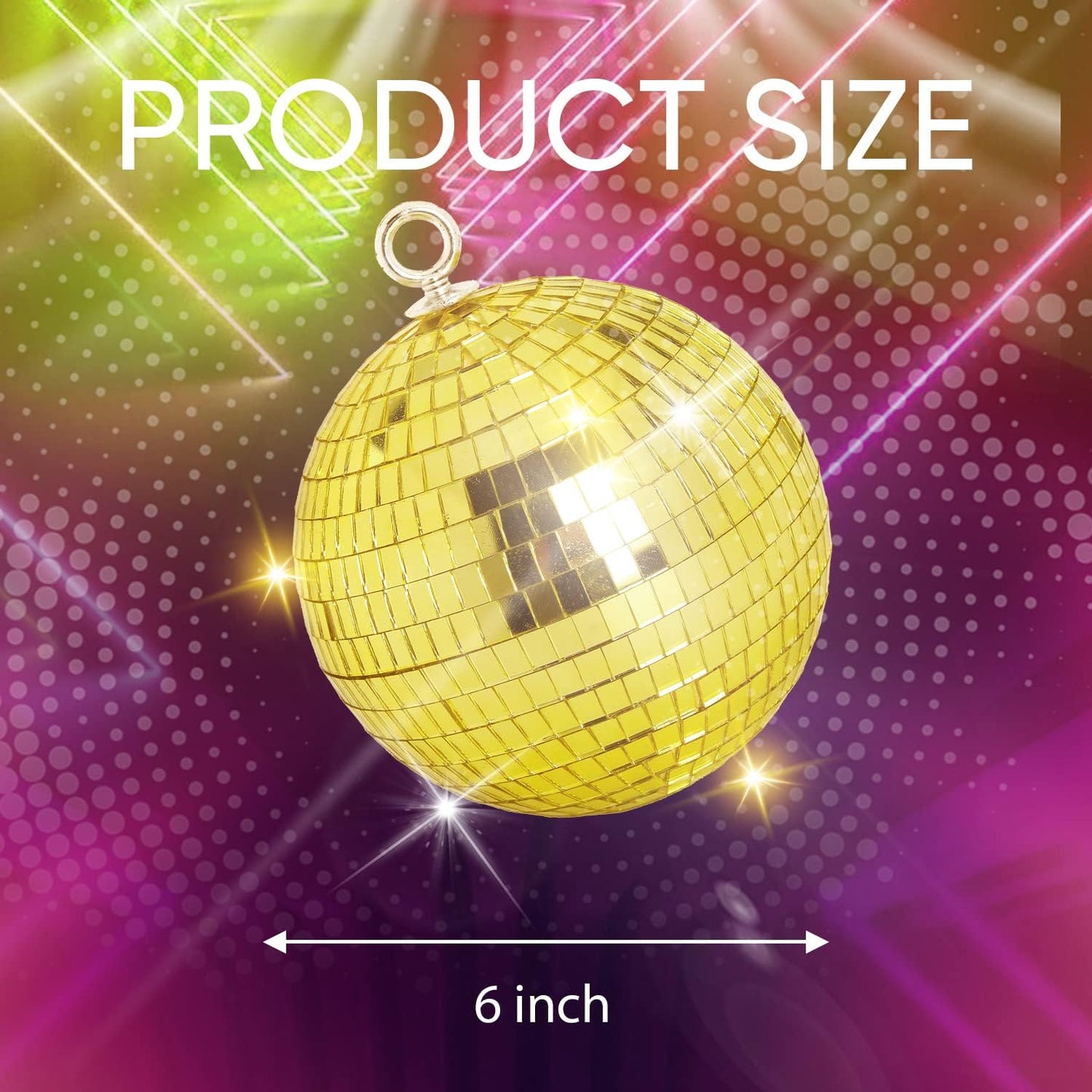 Mirror Disco Ball Decor, 6 inch Stage Mirror Balls Gold Disco Ball Ornaments Reflective Party Decorations with Hanging Ring for Birthday Christmas Wedding Home Room Decor (6inch, Gold)