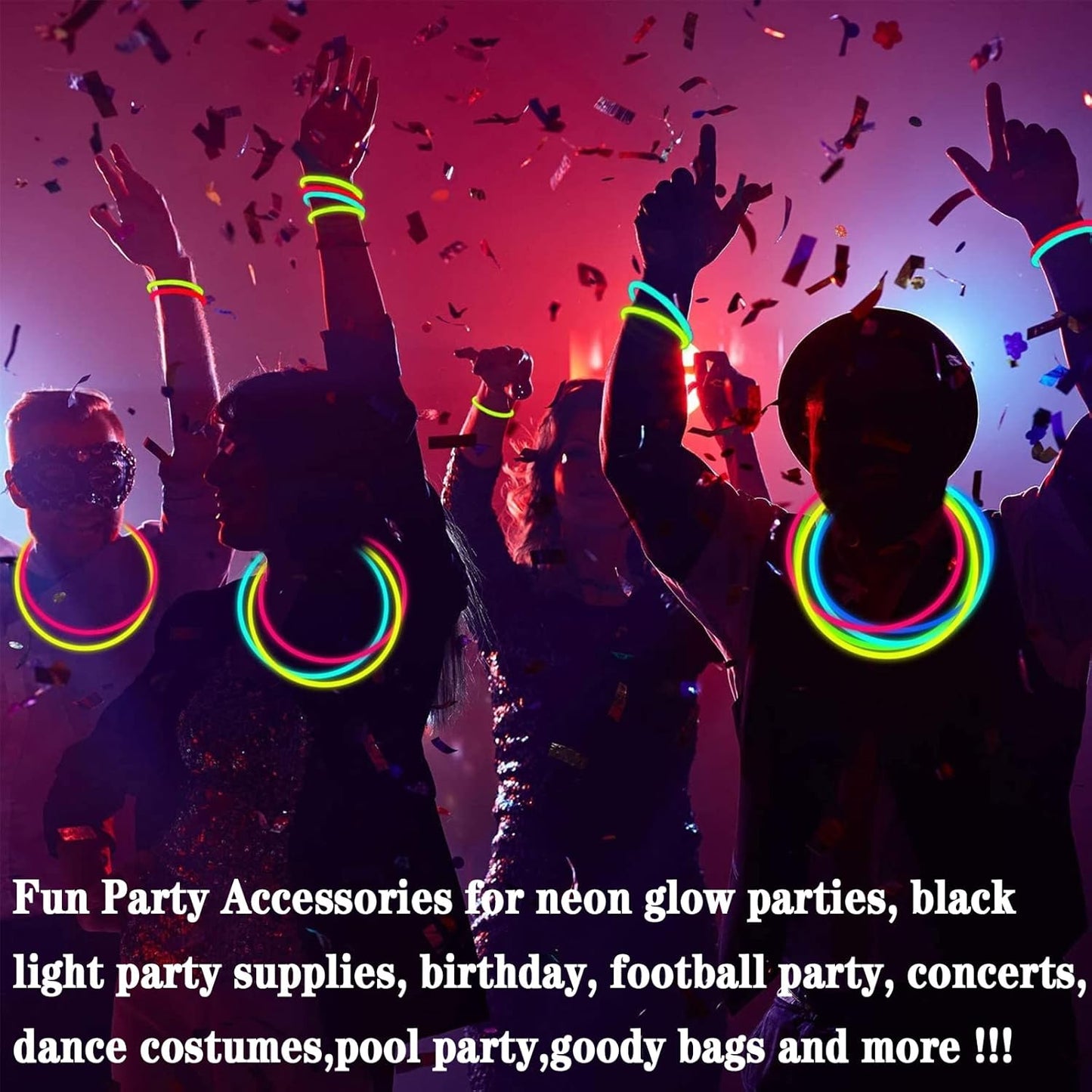 TURNMEON 500 Pack Ultra Bright Halloween Glow Sticks Bulk Party Pack Halloween Glow In The Dark Halloween Party Supplies Favors Glow Sticks Necklaces Bracelets with Connectors 8" Glow stick Light Up