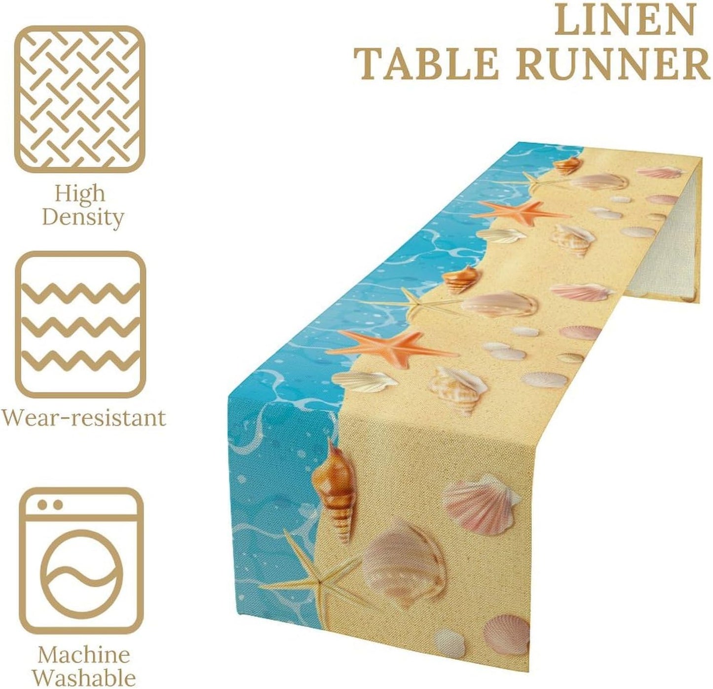 Sea Turtle Table Runner Marine Life Starfish Nautical Blue Green Ocean Theme Kitchen Table Decorations for Indoor Outdoor Home Party Decorations 13 * 108 Inch