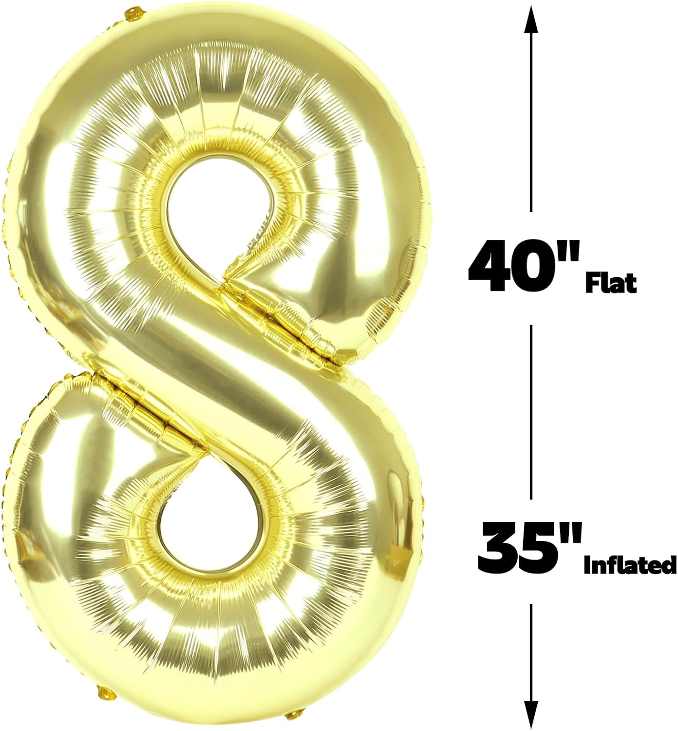 Helium Foil Light Gold Number 8 Balloon 40 Inch, Mylar Eight Numbers 8 18 28 38 48 58 80 88 Birthday Balloons, Champagne Gold Women Men Anniversary Graduations Party Supplies