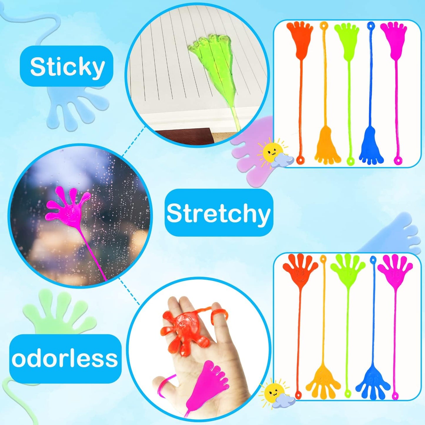 Halloween Party Favors Goodie Bag Stuffer Fillers for Kids (30 PCS), Large Sticky Hands & Feet for Birthday Pinata, Classroom Students Non Candy Treats Prizes Supplies Toy Gift for Toddlers Boys Girls