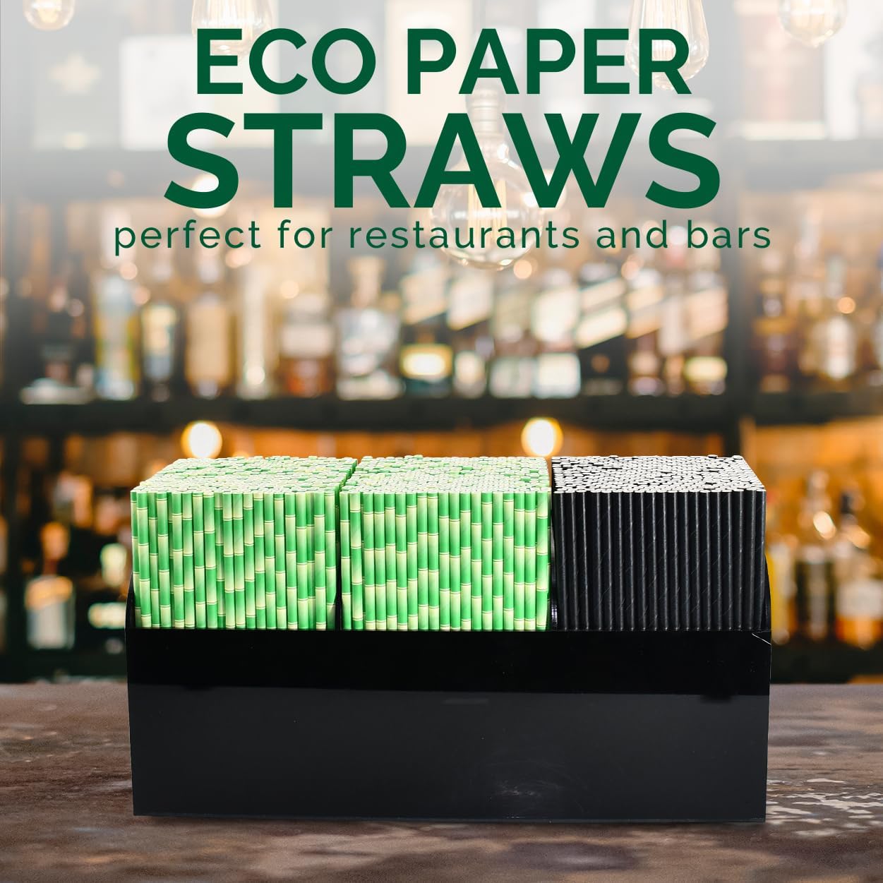 [1000 Count] Green Bamboo Paper Straws for Drinking, 7.75" x 0.24", 100% Biodegradable