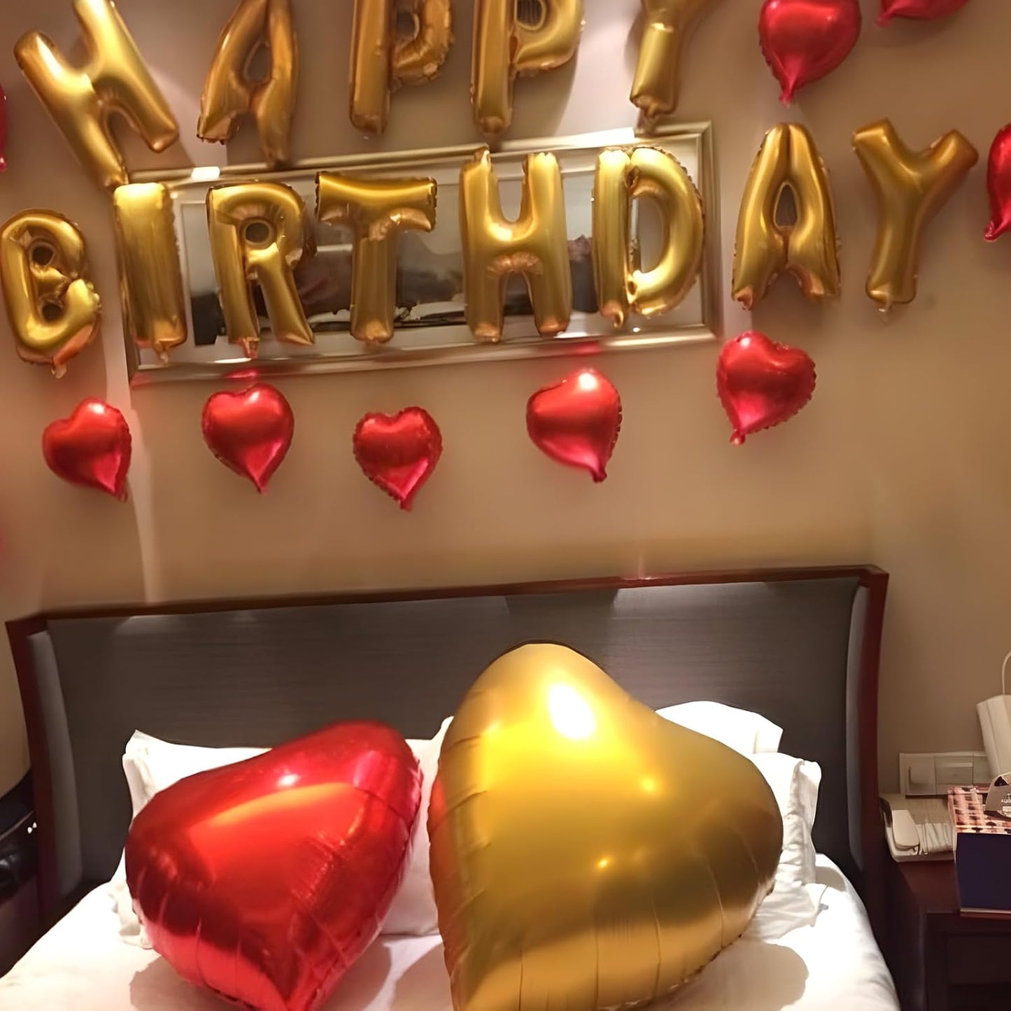 Red Gold Heart Balloons, 18 Inch Red and Champagne Gold Heart Shape Balloons, 12PCS Large Heart Helium Foil Love Balloon for Birthday Baby Shower Engagement Wedding Party Decorations