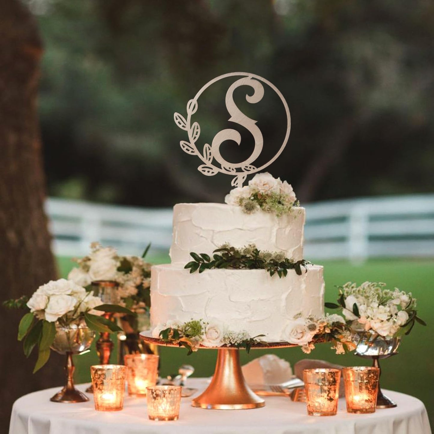 LINGTEER Personalized Inital Letter S Wooden Cake Topper Perfect for Birthday Rustic Wedding Anniversary Party Keepsake Decoration