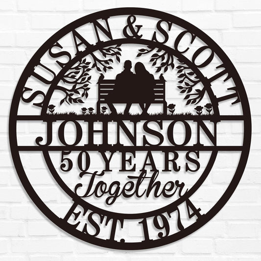 Personalized Christmas Gifts 2025, Custom 50th/40th/60th/70th/30th/1-99 Years Wedding Anniversary Sign Gifts for Couples Parents, Custom Metal Monogram Sign Personalized Family Name Signs