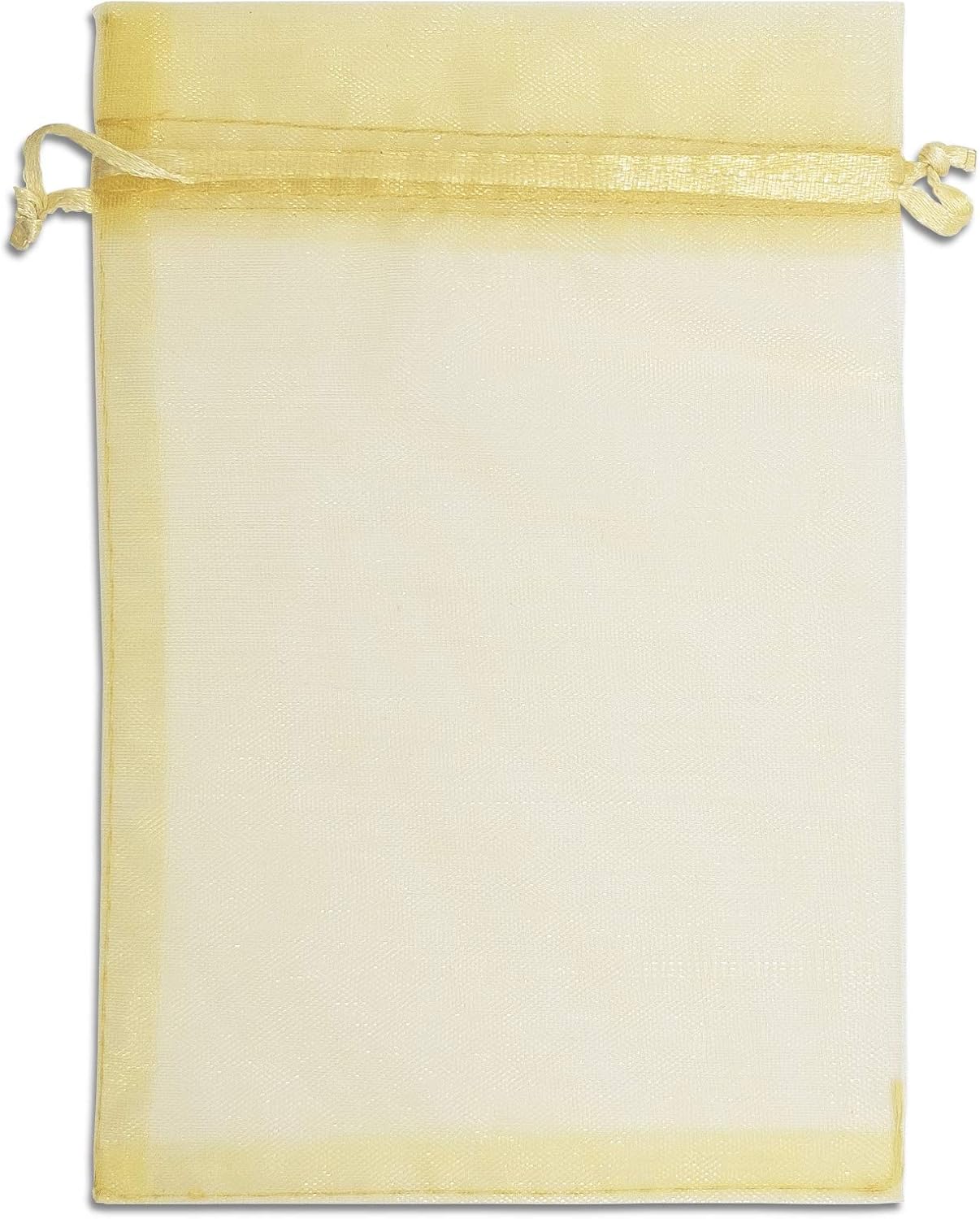 TheDisplayGuys 48-Pack 4x6 Gold Sheer Organza Gift Bags with Drawstring, Jewelry Candy Treat Wedding Party Favors Mesh Pouch