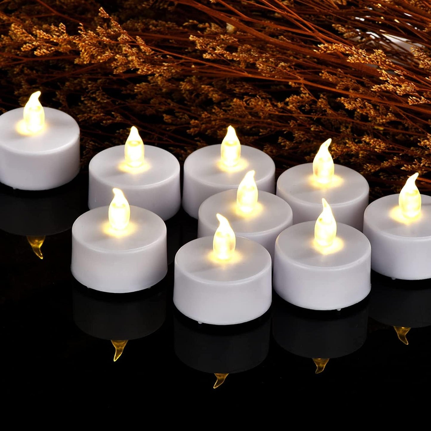 LED Tea Lights Candles- 100PACK Warm White Flameless Candles Realistic and Bright Flickering Long Lasting 200Hours for Holiday Celebration,Party,Home Decoration Warm Yellow,Battery Operated