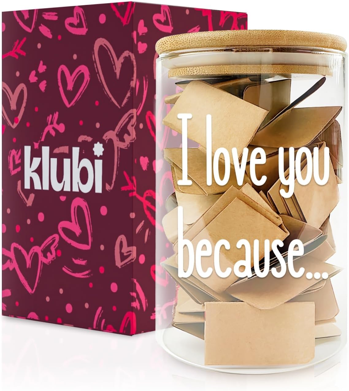 Girlfriend Boyfriend Birthday Gifts I Love You Because Jar Love Note Cup 50 Little Notes In a Jar With Notes Anniversary Present for Men Women Message In The Bottle Gift for Him Reasons Why I Love You