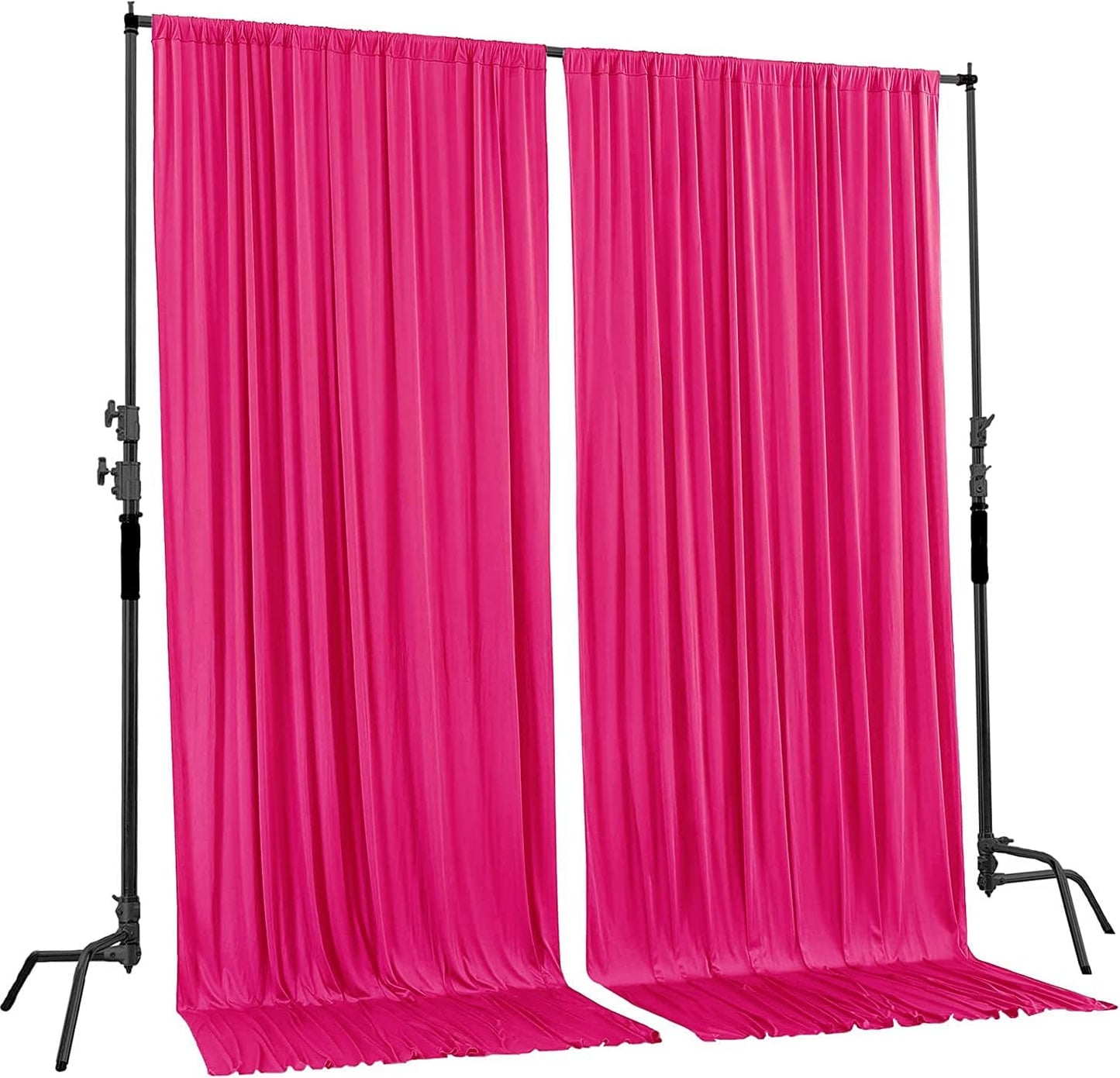 AK TRADING CO. 10 feet x 8 feet IFR Polyester Backdrop Drapes Curtains Panels with Rod Pockets - Wedding Ceremony Party Home Window Decorations - Fuschia