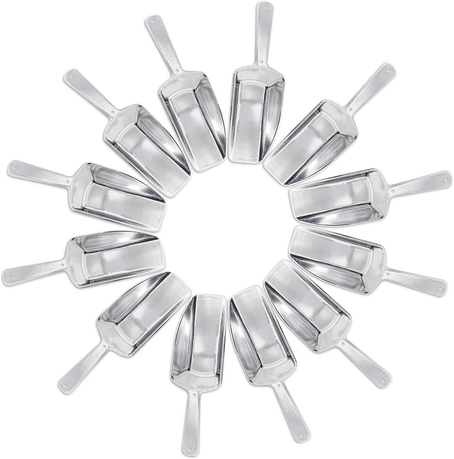 Super Z Outlet 5.5" Mini Acrylic Plastic Kitchen Scoops for Weddings, Candy Dessert Buffet, Ice Cream, Protein Powders, Coffee, Tea (Silver)