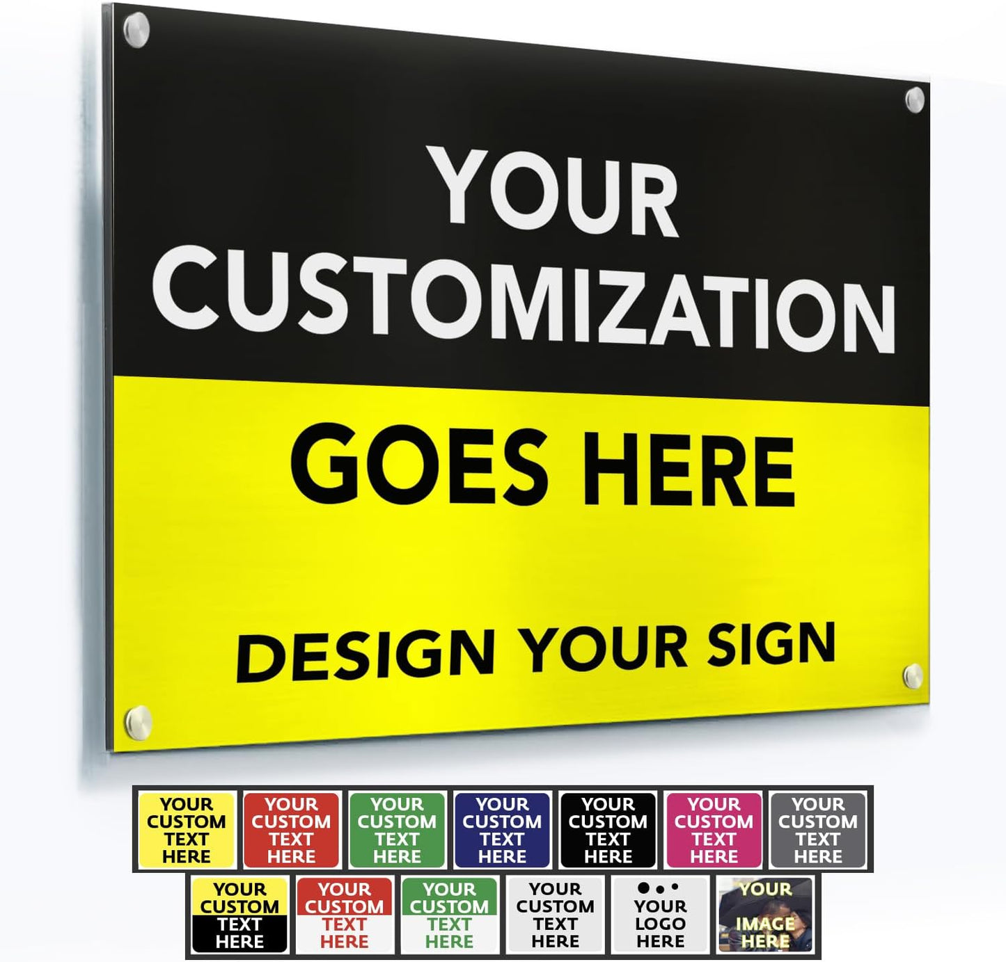 SPEEDYORDERS Custom Outdoor Metal Signs, Personalized Aluminum Signs, Customized Safety Signs, Metal Business Signs, Waterproof Outdoor Business Signs, White Aluminum (Black & Yellow, 42x28 In)