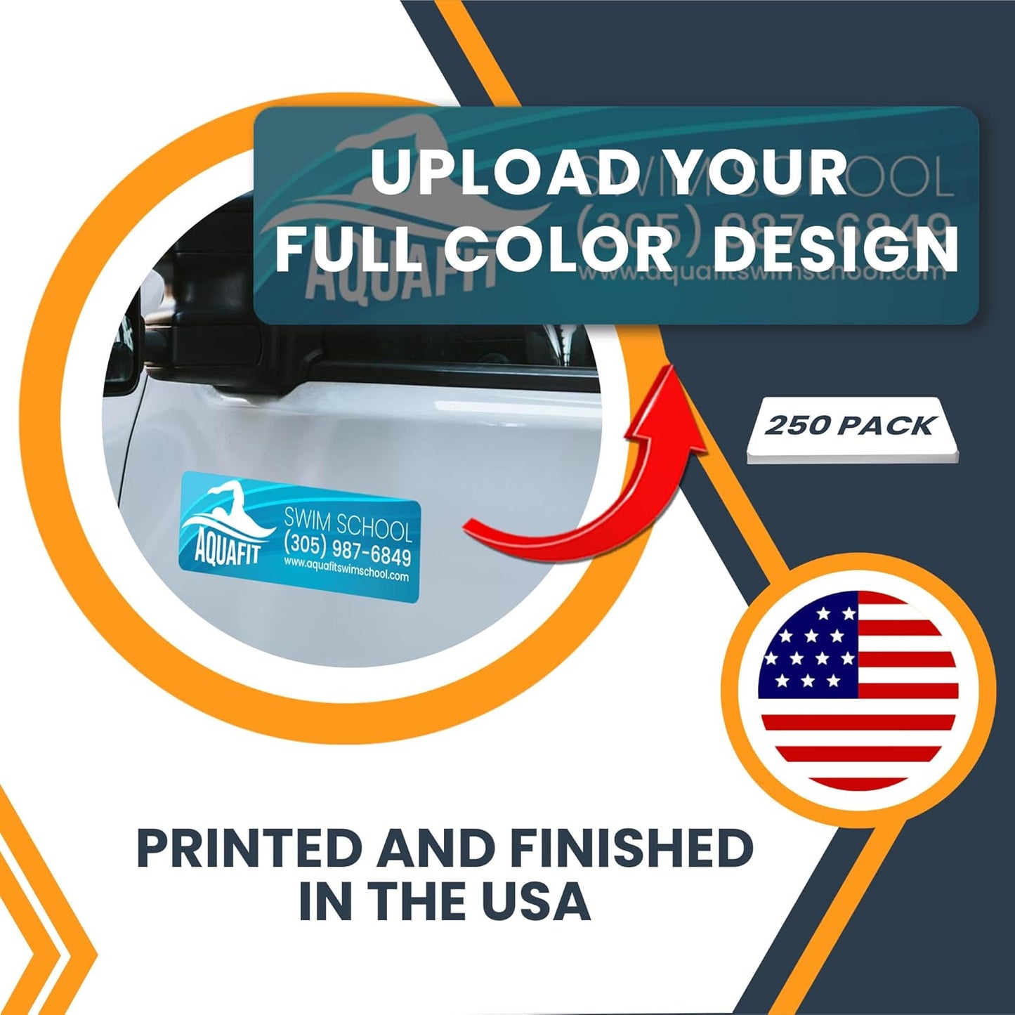 Magnet Me Up Custom 10x3 Inch Rectangle Magnet, 250 Pack, Customizable for Businesses, Personal Use, Choose Your Text, Upload Image, Magnetic Vinyl for Car and Any Magnetic Surface, Crafted in USA