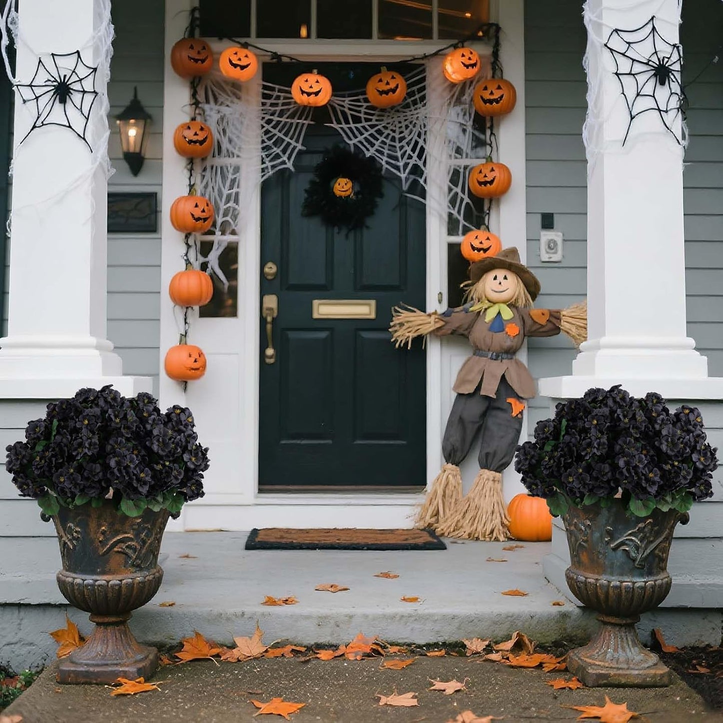 Hananona 12 Pcs Artificial Geranium Flowers for Outdoors Geranium Silk Flowers Outdoor UV Resistant Garden Plants Faux Black Flower for Home Kitchen Halloween Table Centerpieces Decor (12, Black)