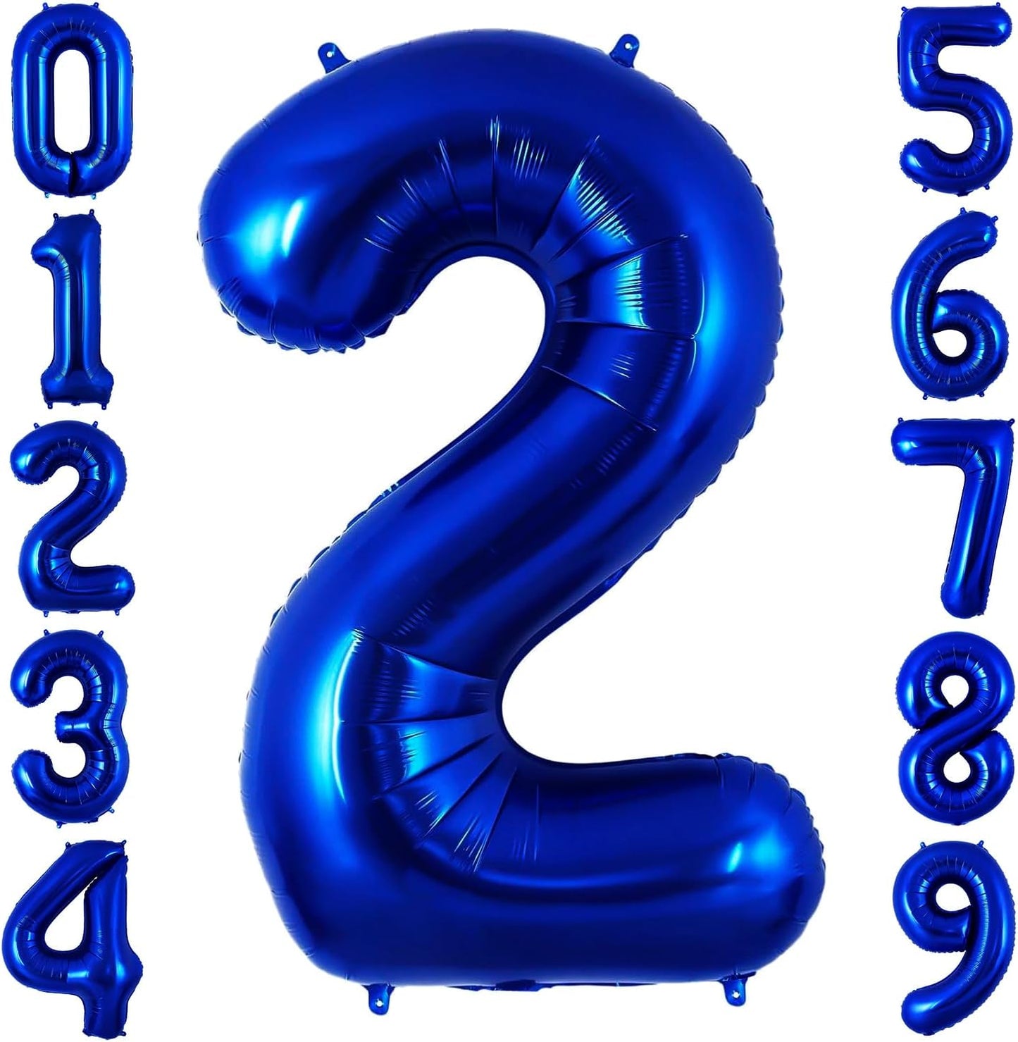 Navy Blue 2 Balloon Number,40 Inch Number 2 Balloon Big Dark Blue 2 Foil Mylar Helium Balloon for Birthday Party Decorations