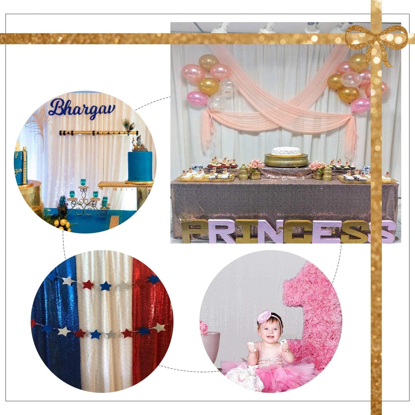 Poise3EHome White Sequin Backdrop, 8FT x 10FT Sequin Photography Backdrop Curtain for Party Decoration