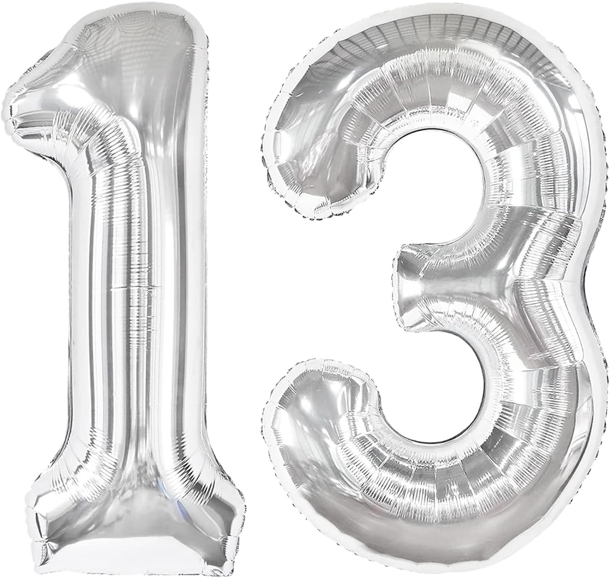 40 Inch Silver 13 Large Number Balloon, 13 31 Silver Birthday Party Decorations, Number 13 Foil Balloons for Anniversary Party Graduations Celebration Supplies