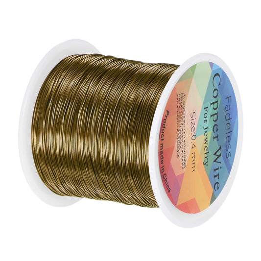 0.4mm Jewelry Wire, 26 Gauge 328FT Craft Wire Copper Beading Wire for Jewelry Making/Planting/Weaving/DIY Crafting, Soft Metal Wires [100M, Bronze Tone]