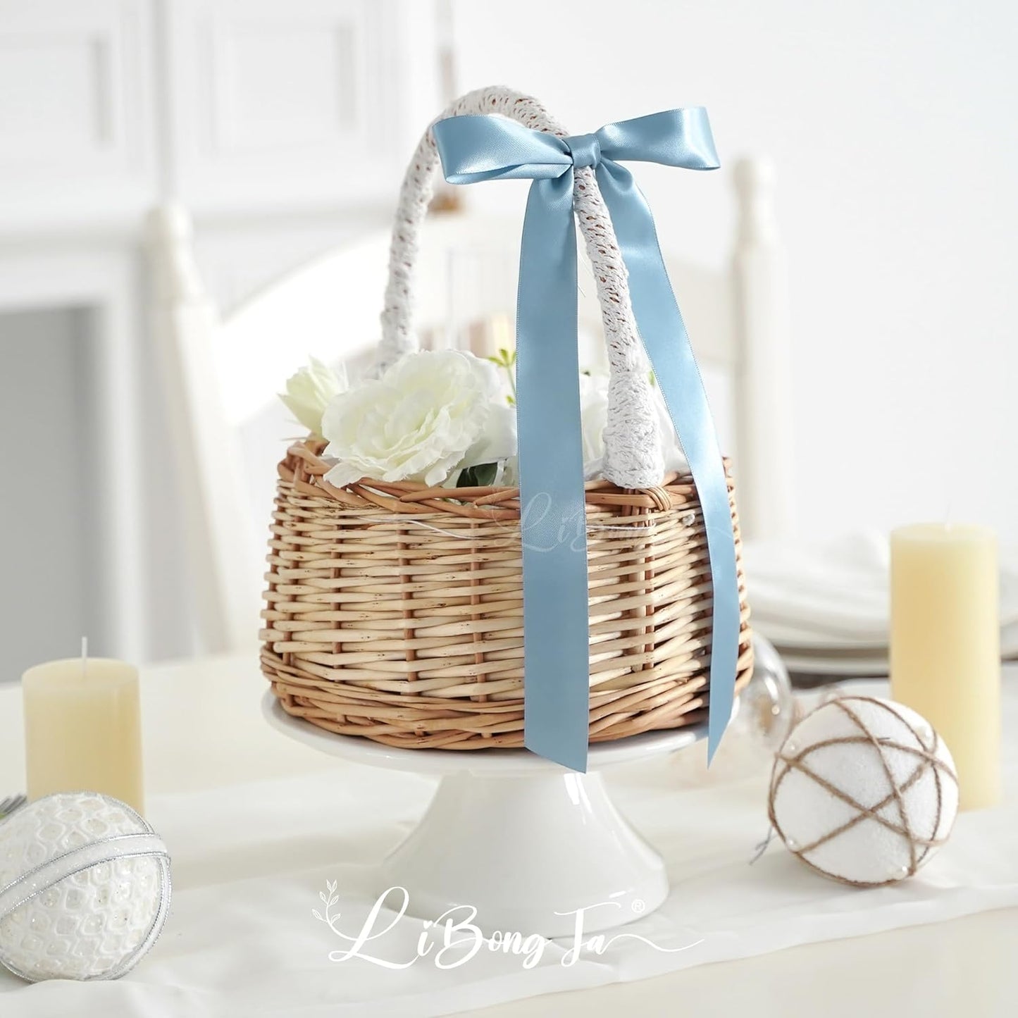 50 PCs Dusty Blue Bow Decor 5.5'' Satin Bows with Long Tail, Twist Tie Bows for Craft, Packaging Ribbon Bows, Premade Bows for Cake Decorating, Gift Bows for Treat, Wedding Favor, Party