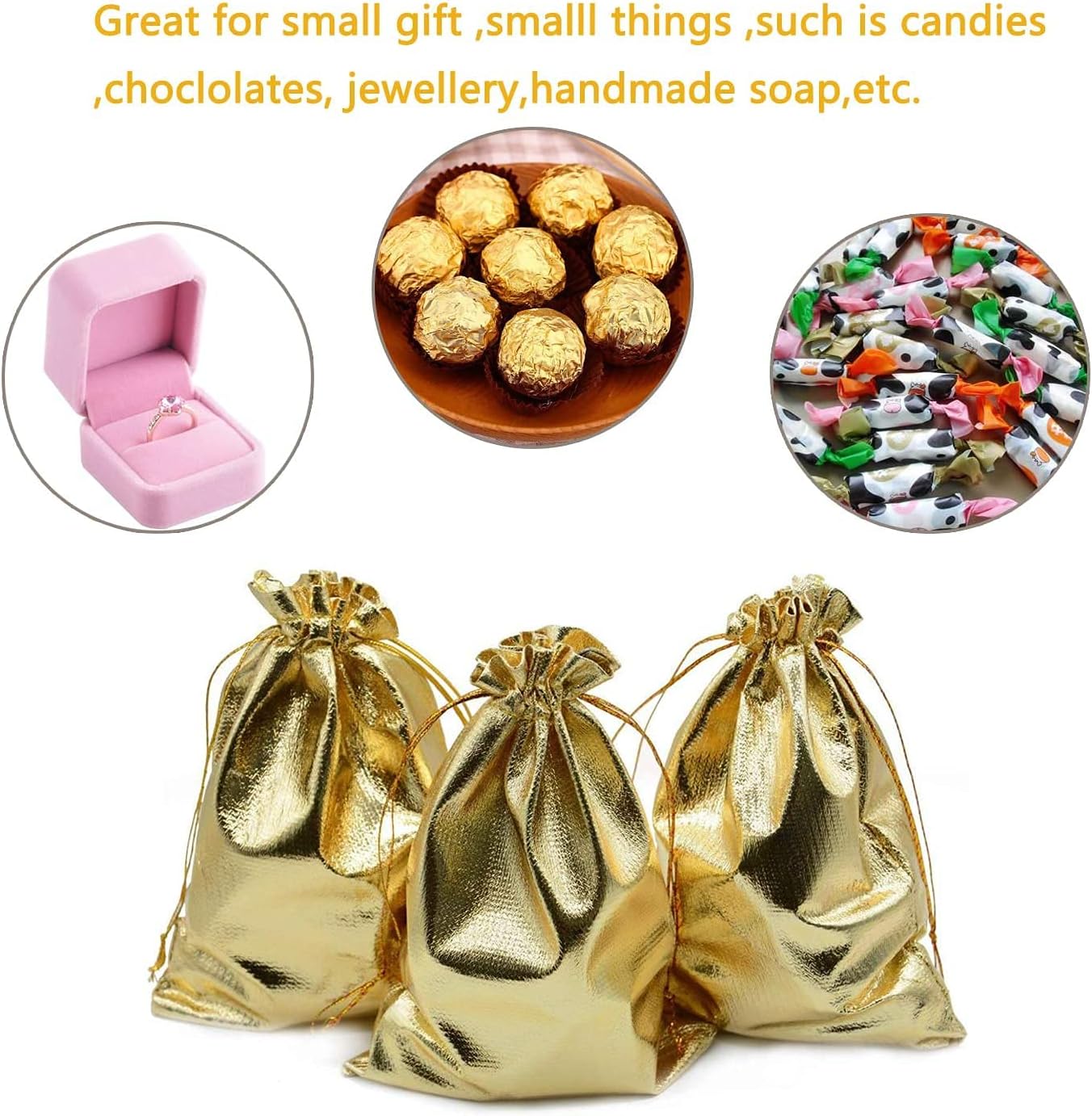 Pack of 100 4"x 6" Heavy Duty Gold Drawstring Organza Jewelry Pouches Wedding Party Christmas Favor Gift Candy Chocolate Bags