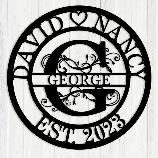 Custom Metal Last Name Sign - Split Letter Monogram Wall Art for Home Décor, Personalized Wedding Gift & Metal Wall Art with Family Name Signage