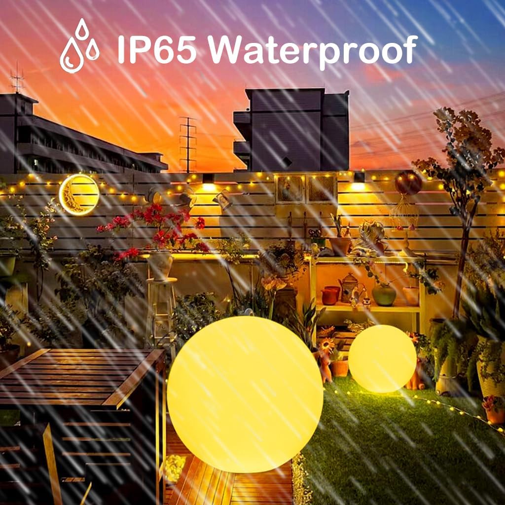 50CM/20-inch Large LED Globe Orb Light, Rechargeable LED Ball Light, Dimmable 16 RGB Colors Globe Floor Lamp w/Remote, Indoor/Outdoor Waterproof Glowing Orb Mood Lamp for Home Garden Patio Party