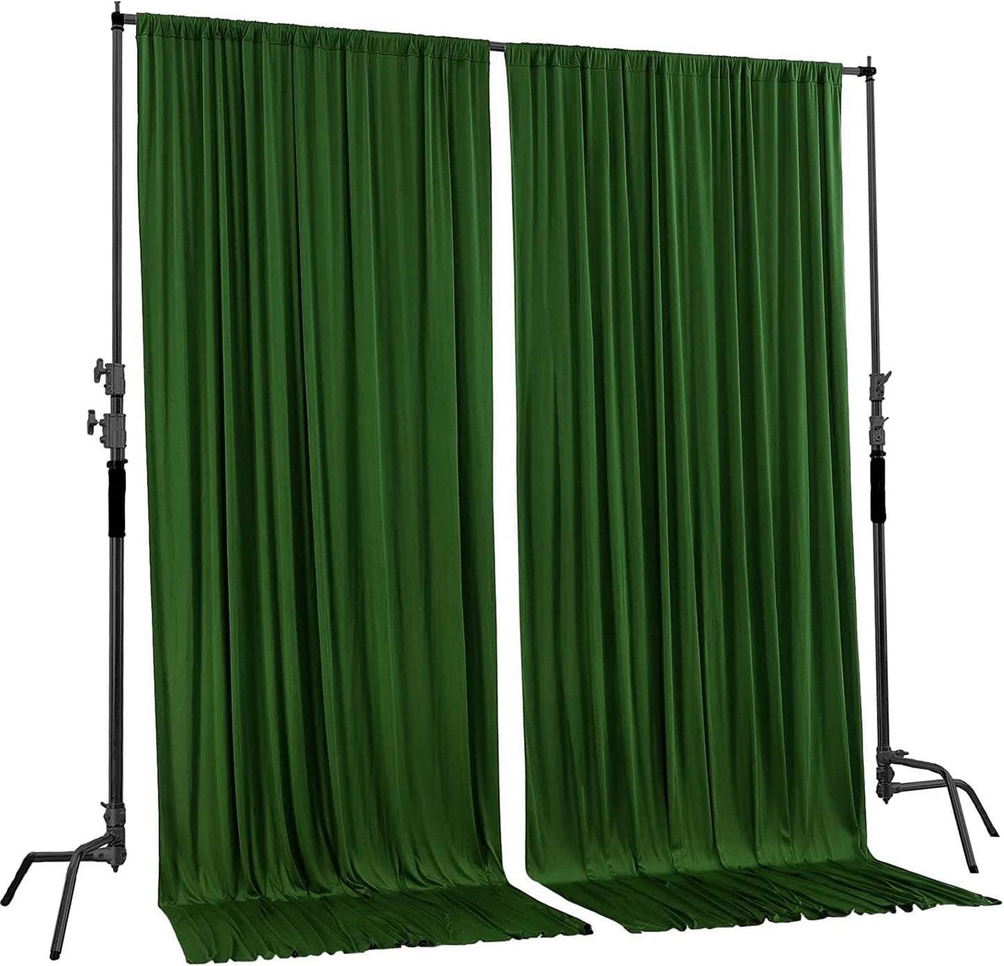 AK TRADING CO. 10 feet x 8 feet IFR Polyester Backdrop Drapes Curtains Panels with Rod Pockets - Wedding Ceremony Party Home Window Decorations - Valley Green