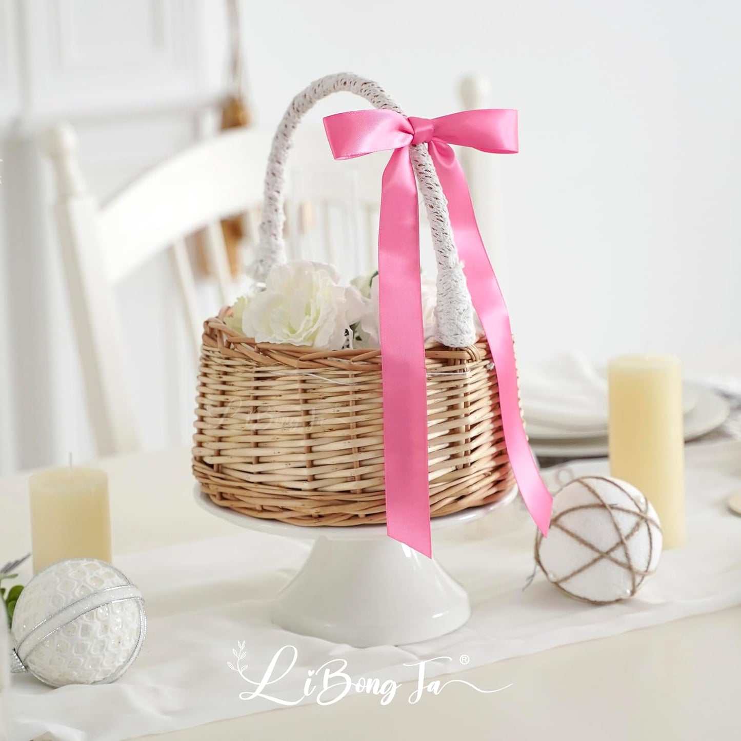 50 PCs Hot Pink Bow Decor 5.5'' Satin Bows with Long Tail, Twist Tie Bows for Craft, Packaging Ribbon Bows, Premade Bows for Cake Decorating, Gift Bows for Treat, Wedding Favor, Party