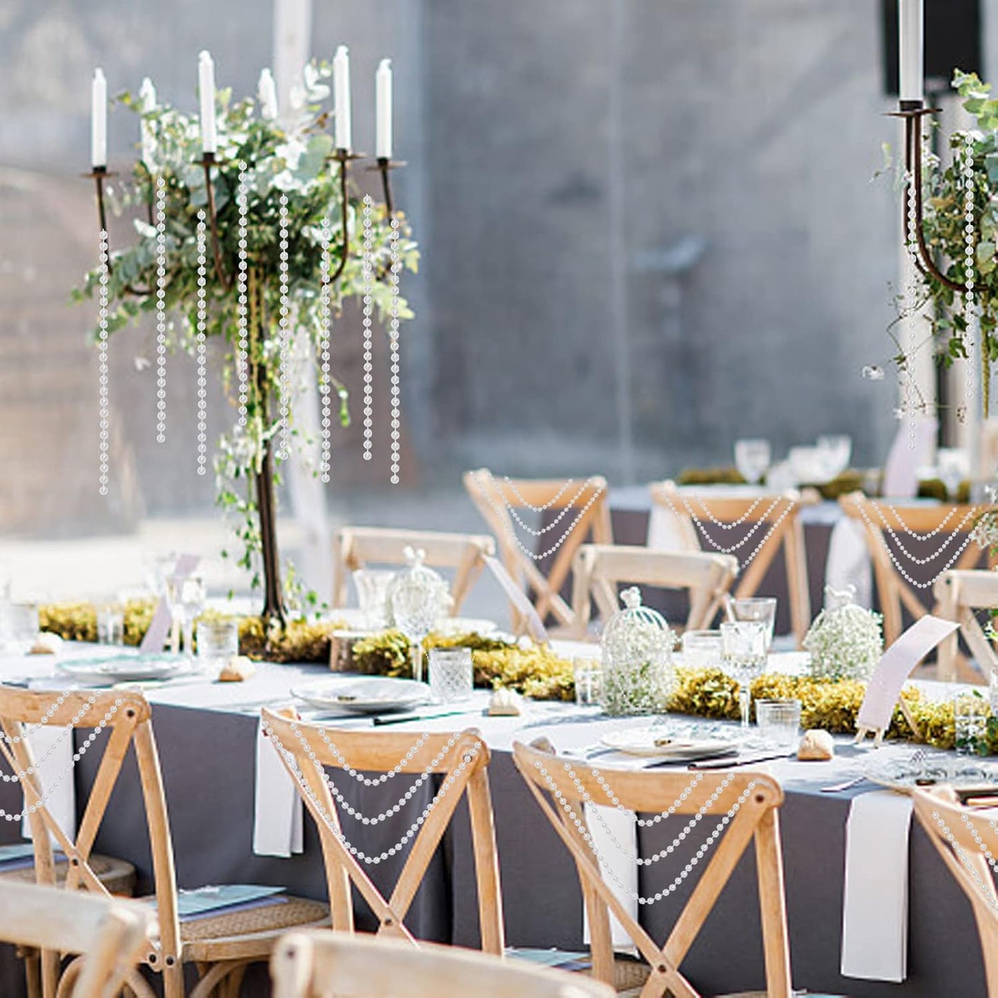 Faux Pearl Beads Garland - 10mm Christmas Tree Beads, 11 Yards White Pearl Strands Spool for Wedding Party & Christmas Tree Decoration