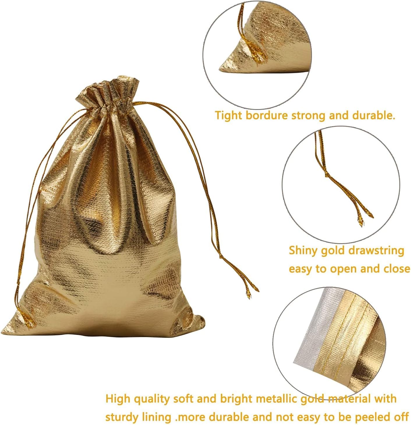 Pack of 100 4"x 6" Heavy Duty Gold Drawstring Organza Jewelry Pouches Wedding Party Christmas Favor Gift Candy Chocolate Bags