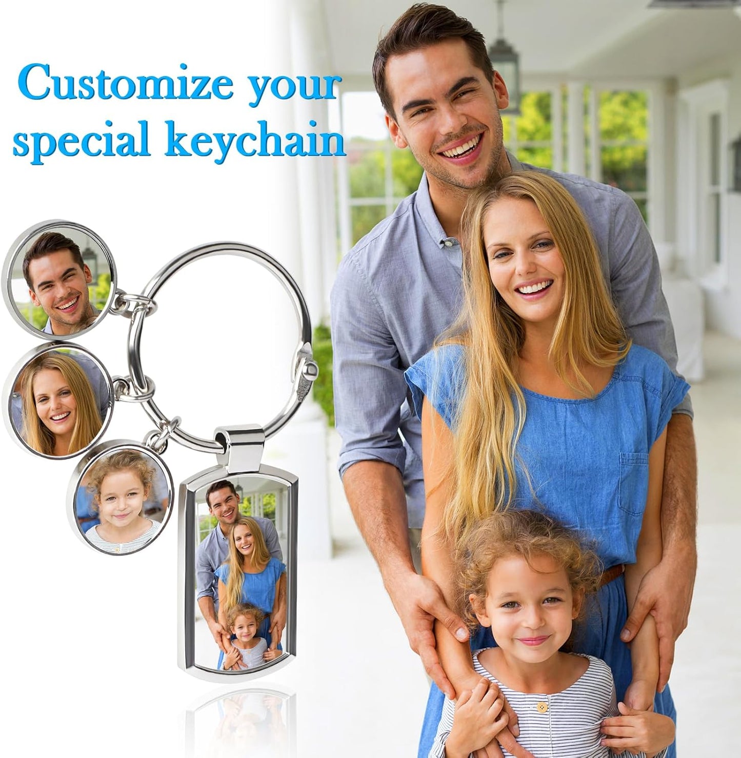 Double Side Custom Keychain with Picture Personalized Engraving Photo Text Customized Gifts for Men Women