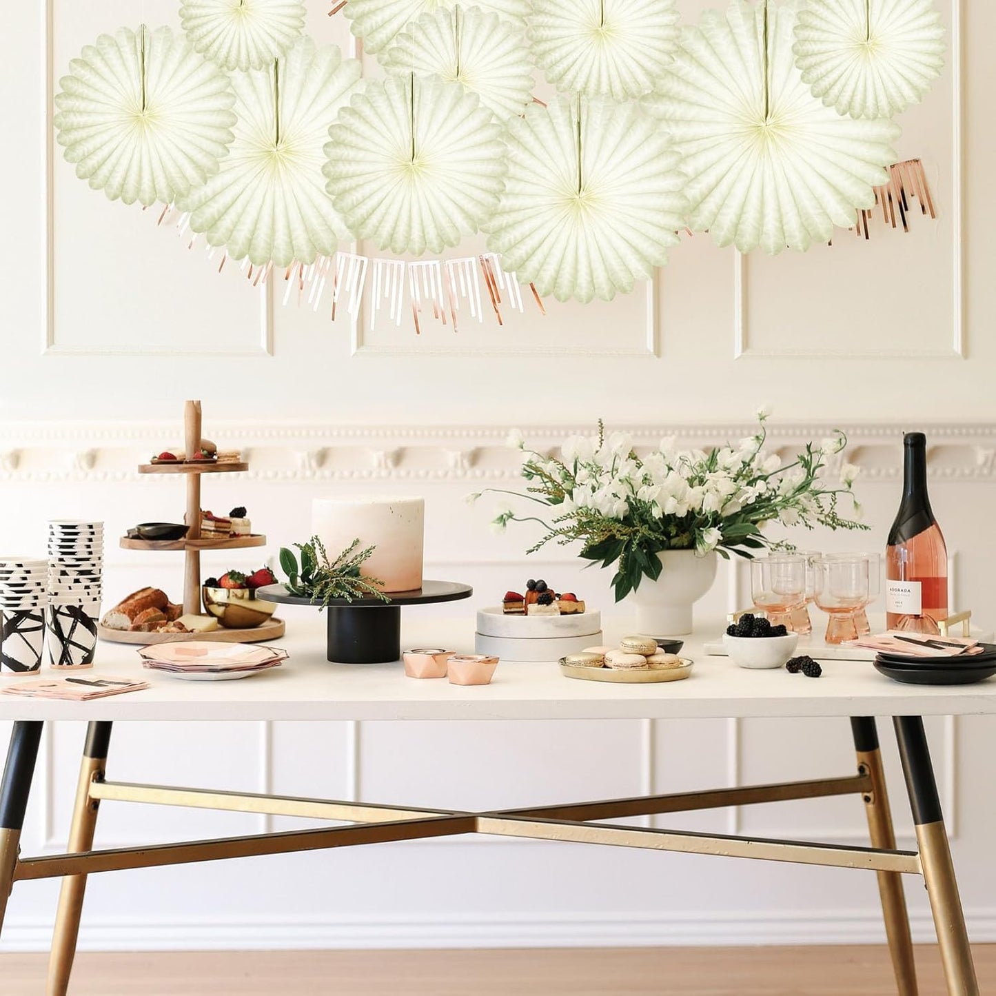 20 Pcs Cream White Hanging Paper Fan, Hanging Honeycomb Round Paper Fans for Weddings, Birthdays, Christmas, Baby Showers, Classroom, Events Ceiling Party Supplies Decorations