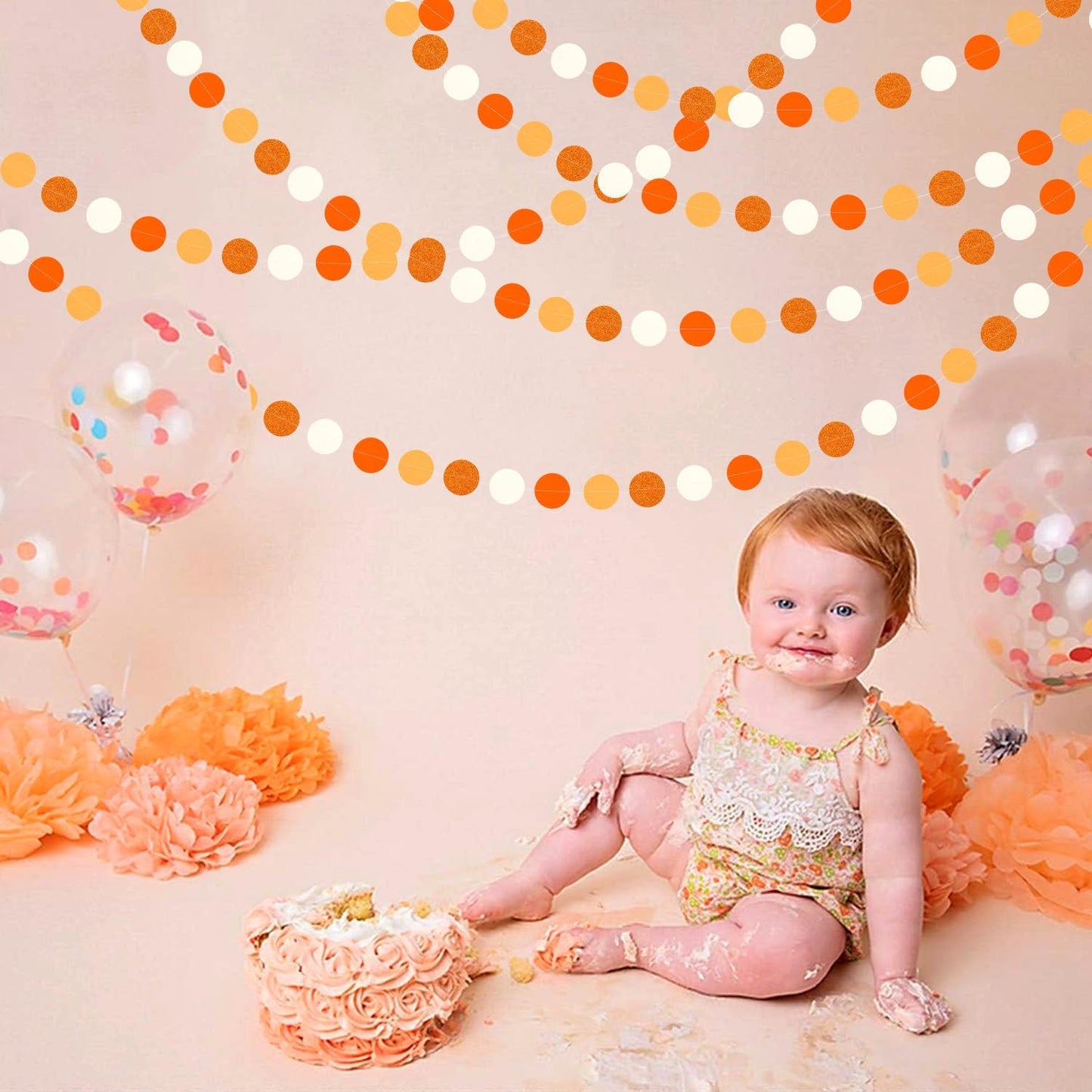 Boho Orange-Beige Baby-Shower Party-Decorations Streamers - 52Ft Neutral Birthday Hanging Paper Garland Banner,Fall Autumn Thanksgiving Rustic Wedding Bridal Classroom Supplies Backdrop Decor Hugtmr