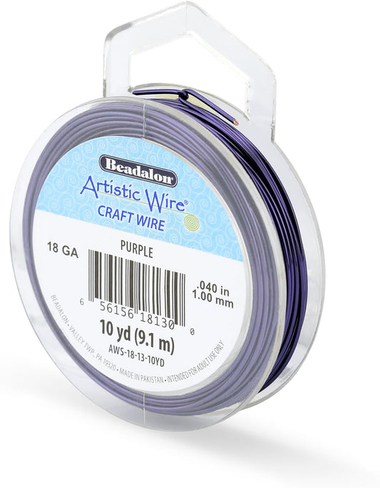 Artistic Wire, 18 Gauge Tarnish Resistant Colored Copper Craft Wire, Purple, 10 yd