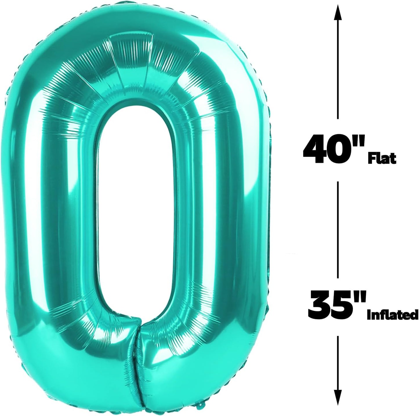 Teal Blue 40 Inch 0 Number Balloons, 0 Decorations for 10 20 30 40 50 60 70 80 90 100 Birthday, Teal Blue Foil Giant Birthday Graduations Anniversary Party Balloon