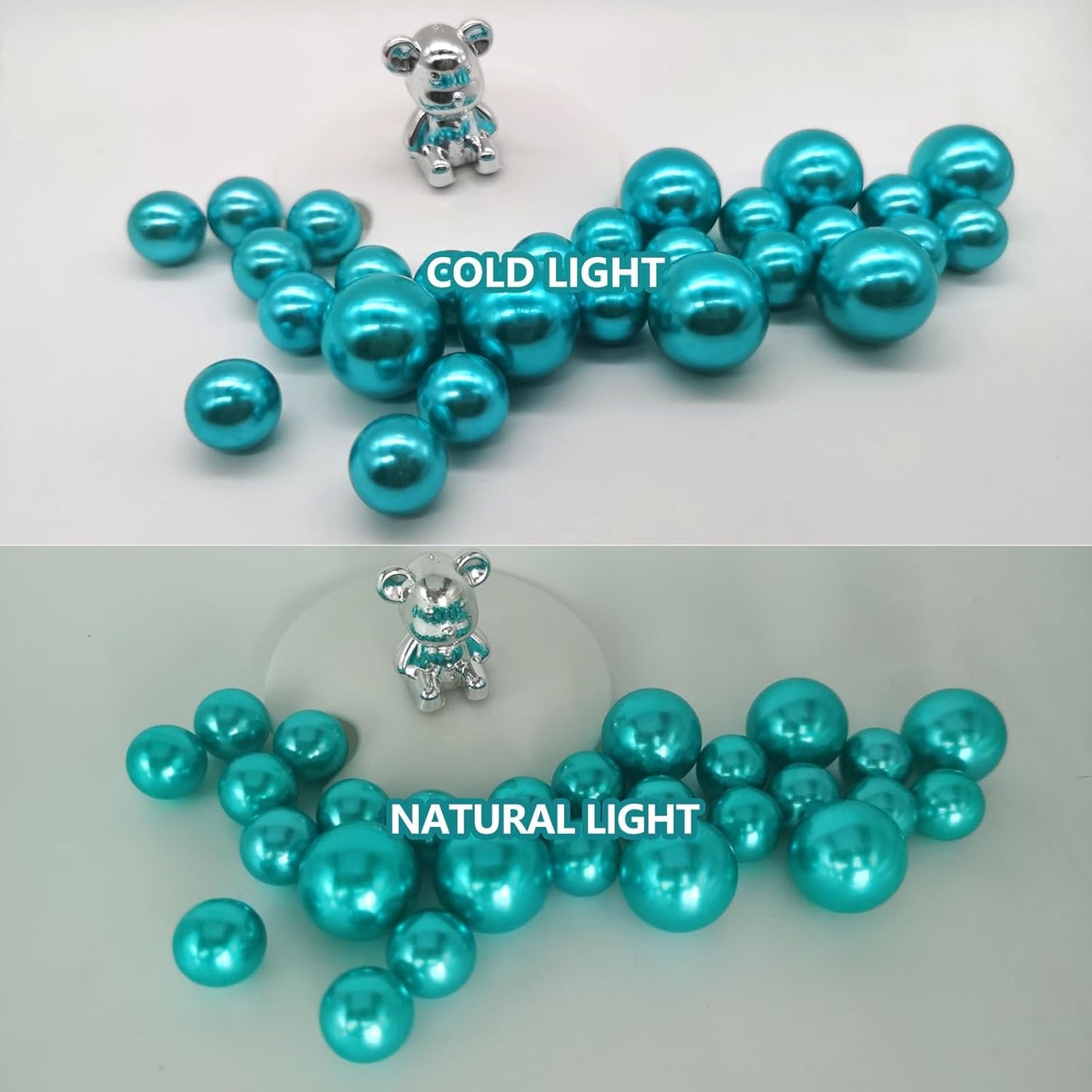 100PCS Lake Green Faux Pearls Beads for Centerpiece Vases, Vase Filler Faux Pearls, No Holes Filler Beads for Party Anniversary Birthday Wedding Table Decor, 14/20/30mm