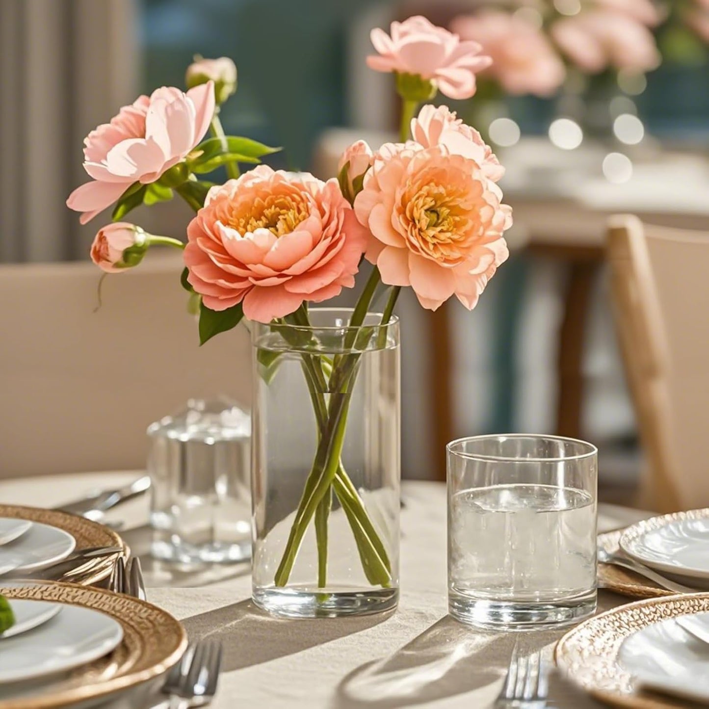 12pcs Glass Cylinder Vases for Centerpieces, 6 Inch Clear Flower Vases for Wedding Decorations and Indoor Home Decor, Hurricane Candle Holder for Table Shelf, Party