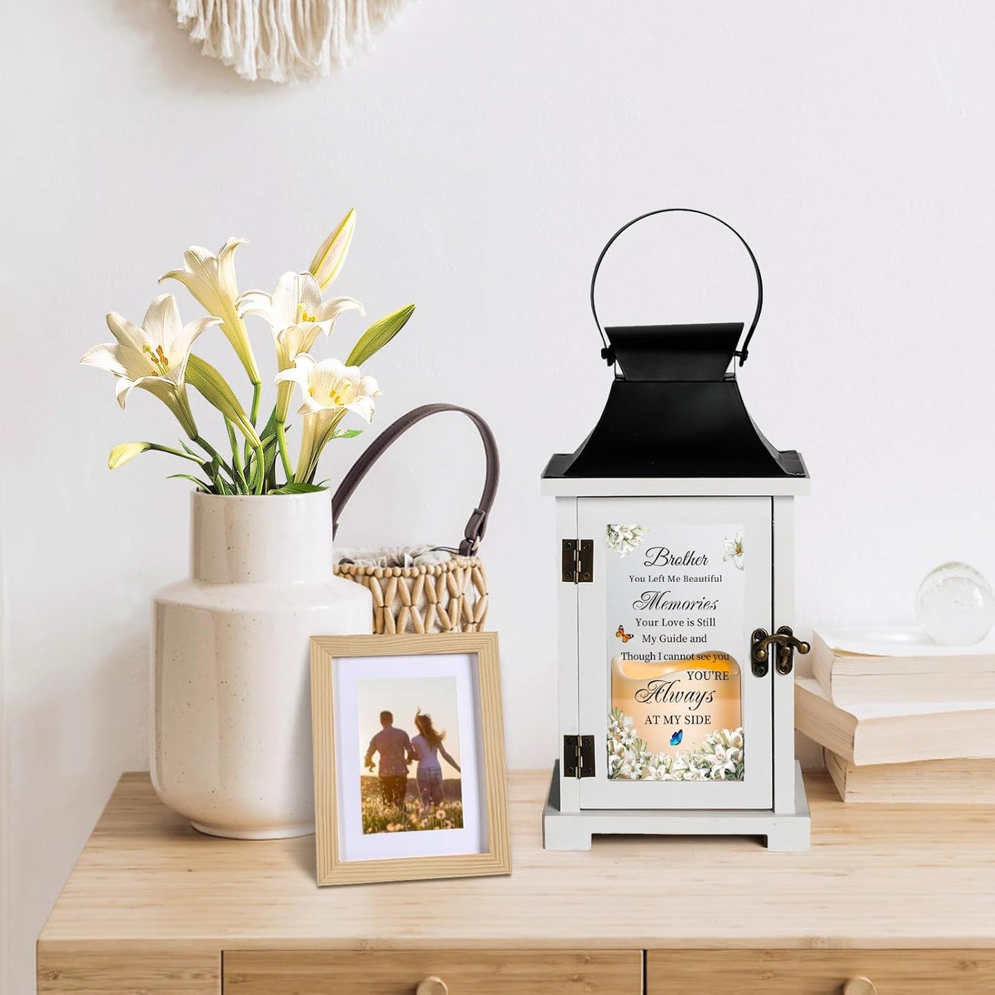 Memorial Lantern Bereavement Sympathy Gifts in Memory of Loved One Memorial Gifts for Loss of Brother Remembrance Gifts for Loss of Brother with LED Candle