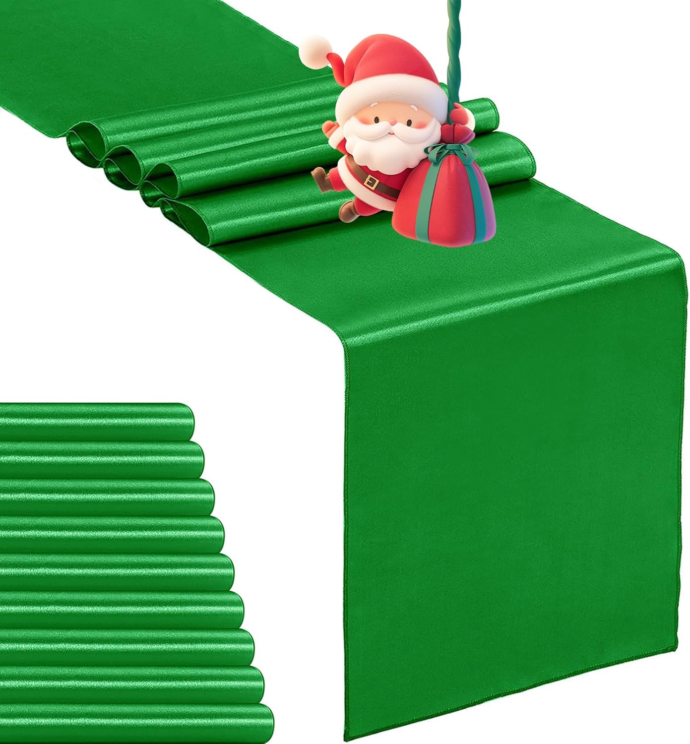 10-Pack Satin Table Runner Emerald 12 x 108 inches Long, Table Runners for Wedding, Birthday Parties, Banquets Decorations（10 Pack, 12x108 Inch, Emerald）