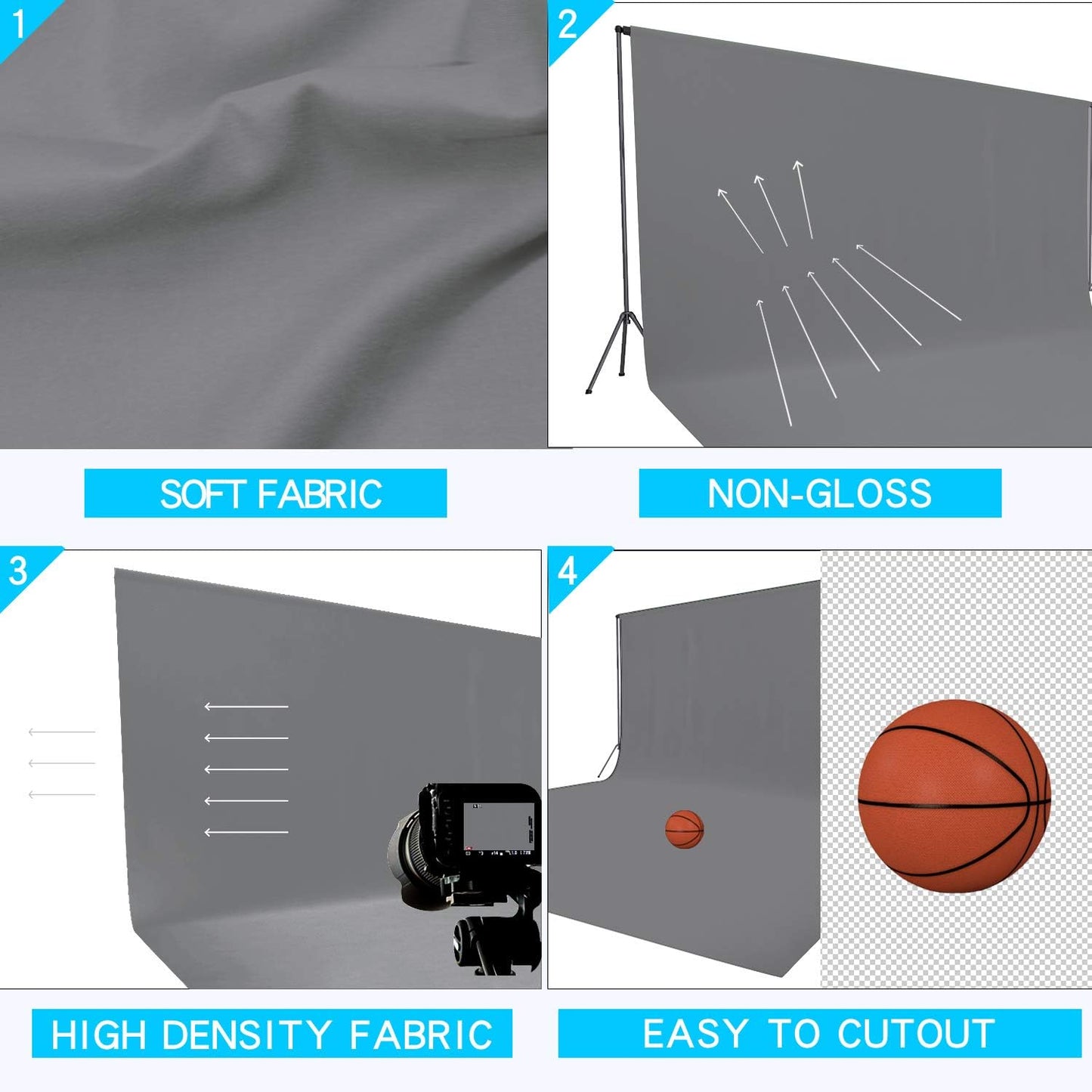 ISSUNTEX 10X10 ft/3X3 Meters Background Photo Backdrop, Photo Studio, Collapsible High Density Screen for Video Photography and Television-Gray