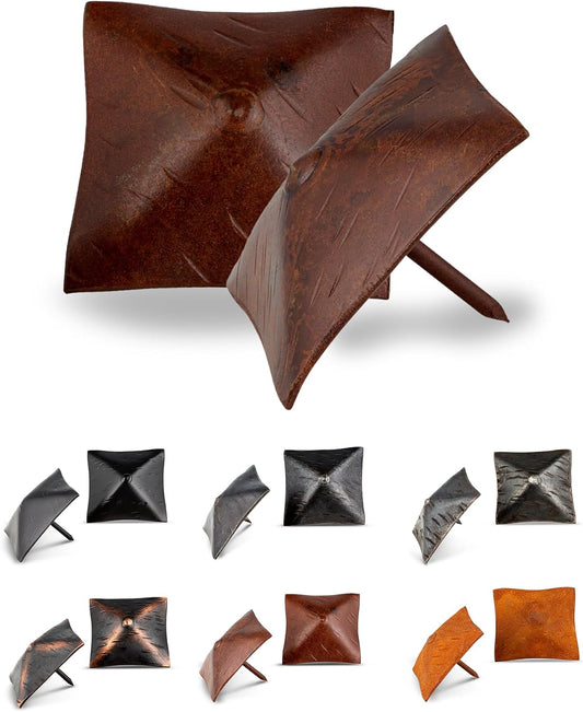 10 Pack 2" Square Head Iron Clavos Decorative Nails – Sealed Rusted – Handmade Rustic Square Fasteners for Farmhouse Shutters, Faux Wood, Barn Doors, Shutters, and Gates – Ornamental Wood Accent