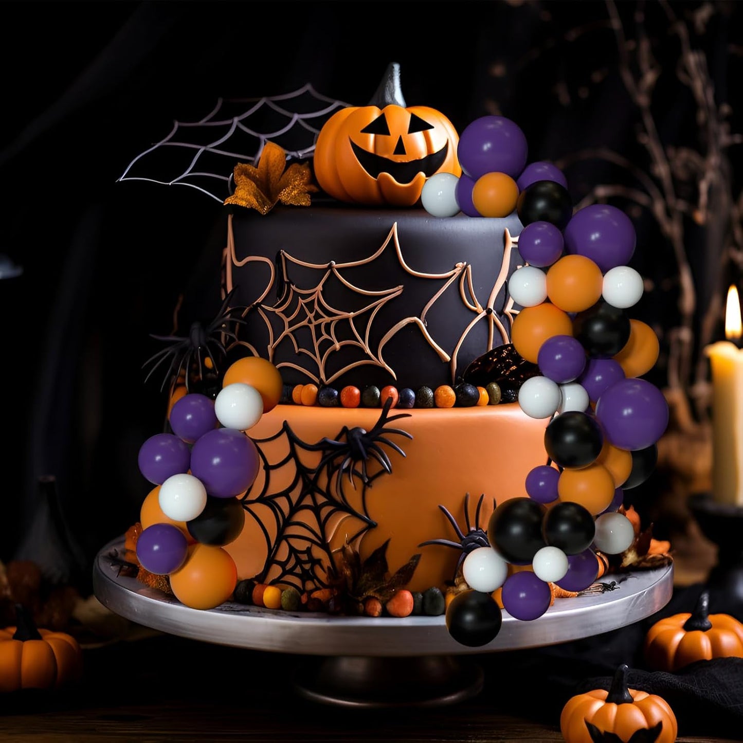 ASTARON 32 Pcs Ball Cake Topper Halloween Decorations Mini Balloons Sticks Foam Balls Birthday Cake Topper Picks Cake Decorations for Halloween Supplies (Orange，Black，Purple)