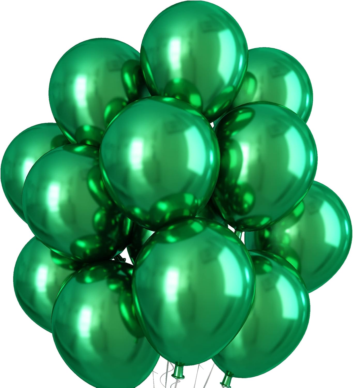Chrome Green Balloons 12 Inch, Double Stuffed Metallic Dark Green Balloons, Shiny Thick Chrome Metallic Dark Green Latex Helium Balloon for Birthday Wedding Graduation Party Decoration Supplies