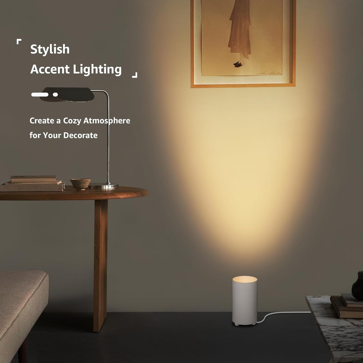 SUNVIE 2 Pack Up Lights Indoor Floor Can Light, Uplighting Indoor Spotlight Accent Lighting with 2700K GU10 LED Bulbs, 5W Uplights Floor Spot Light for Home Plant, 5.9 FT Plug Cord & Foot Switch