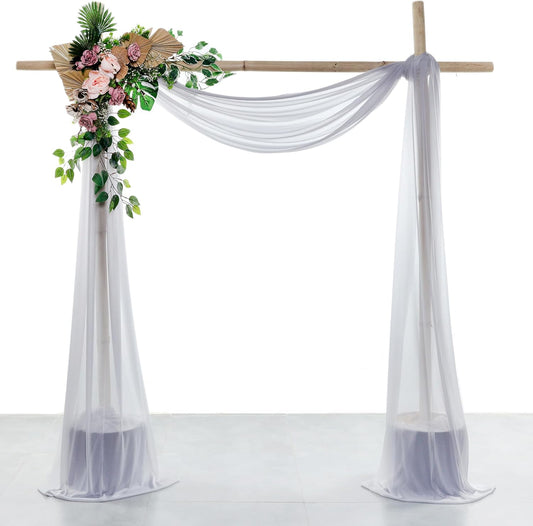 VDS Pack of 1 Panel (30 Inch X 100 Feet) Wedding Arch Draping Fabric Sheer Chiffon Fabric Drapery for Wedding Ceremony Reception Swag Backdrop Canopy Chuppah ARBO Altars Decoration (Cool Grey)