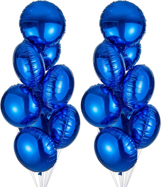 18" Blue Round Shaped Foil Balloons Mylar Helium Balloons for Birthday Party Wedding Baby Shower Decorations, Pack of 20