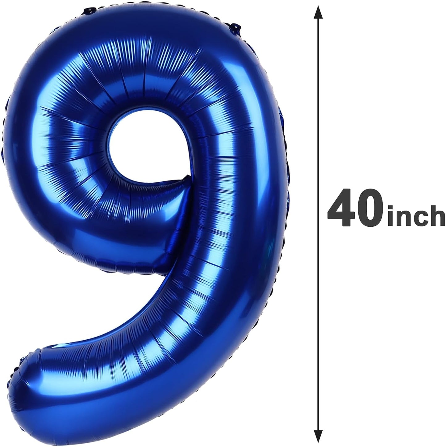 40 Inch Big Night Blue 9 Balloon Number, Jumbo Giant Happy 9th 19 29 39 49 99 Birthday Party Decorations, Night Blue Large Nine Mylar Foil Anniversary Birthday Party Engagement Decorations