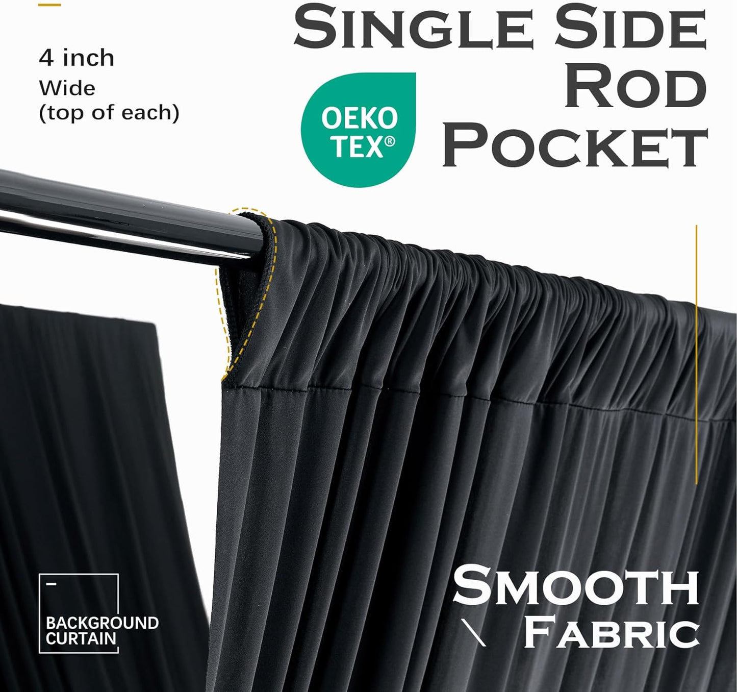 PartyVillage 50ftx40ft Black Ceiling Curtain for Halloween Parties – 10 Panels Wrinkle-Free 40 FT Long Tent Draping Curtains for Wedding, Birthday & Theme Parties, 40ft Height with Rod Pocket