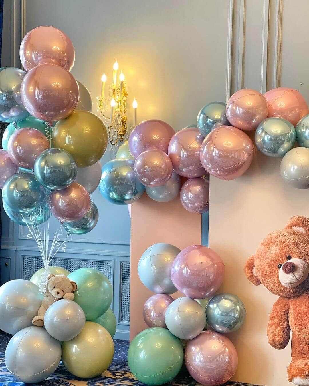 6 Pack Pearl Pink 22 Inch 4D Foil Balloons Big 360 Degree Round Sephere Mylar Balloons Mirror Finish Metallic Balloons for Wedding,Birthday,Bachelorette,Baby Shower Decorations Party Supplies